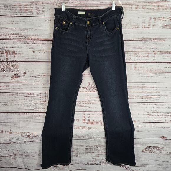 Kut From the Kloth Natalie High Rise Bootcut Jeans Sz 16 Dark Wash Flap Pockets - Picture 3 of 11